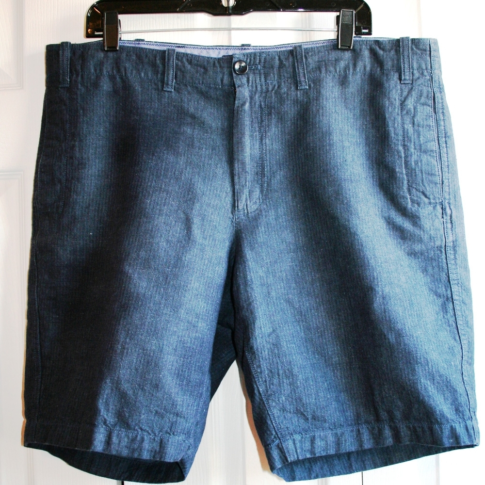 Banana Republic Mens Linen Shorts Dark Blue